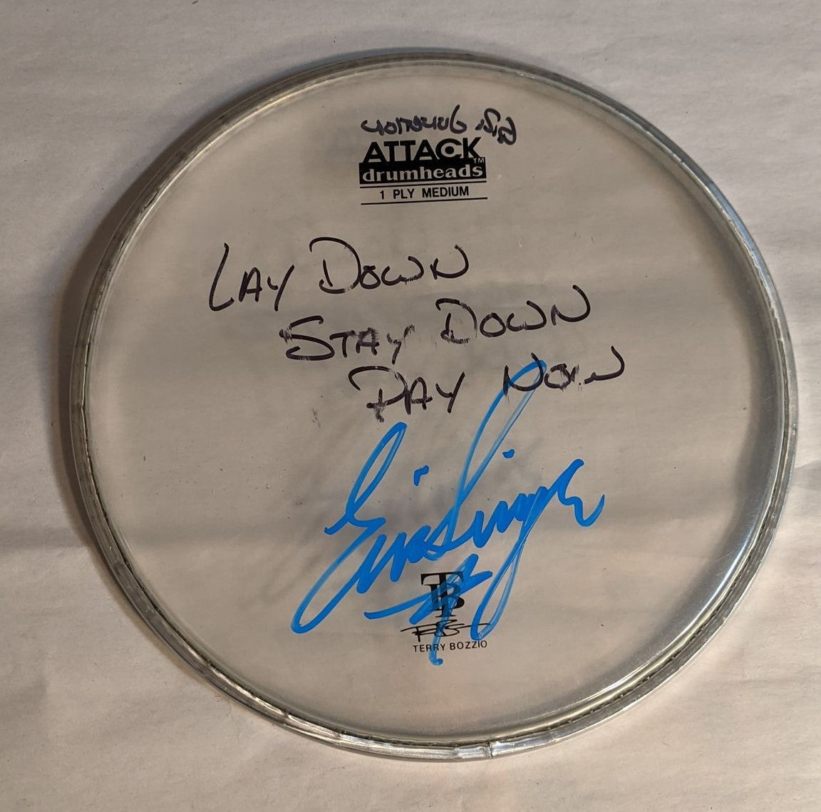 GRAND JUNCTION/ROCK JAM 8-24-2012 ERIC SINGER Stage-Used Signed drumheads
