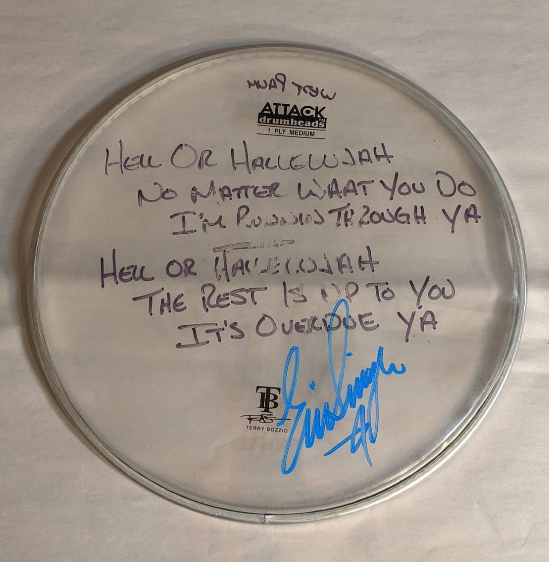 WEST PALM BEACH 7-27-2012 ERIC SINGER Stage-Used Signed drumheads