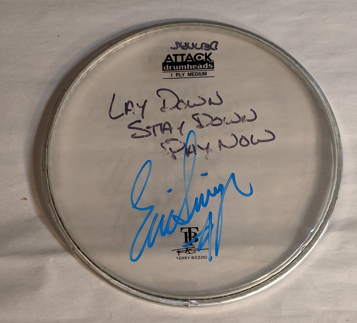 DENVER 8-8-2012 ERIC SINGER Stage-Used Signed drumheads