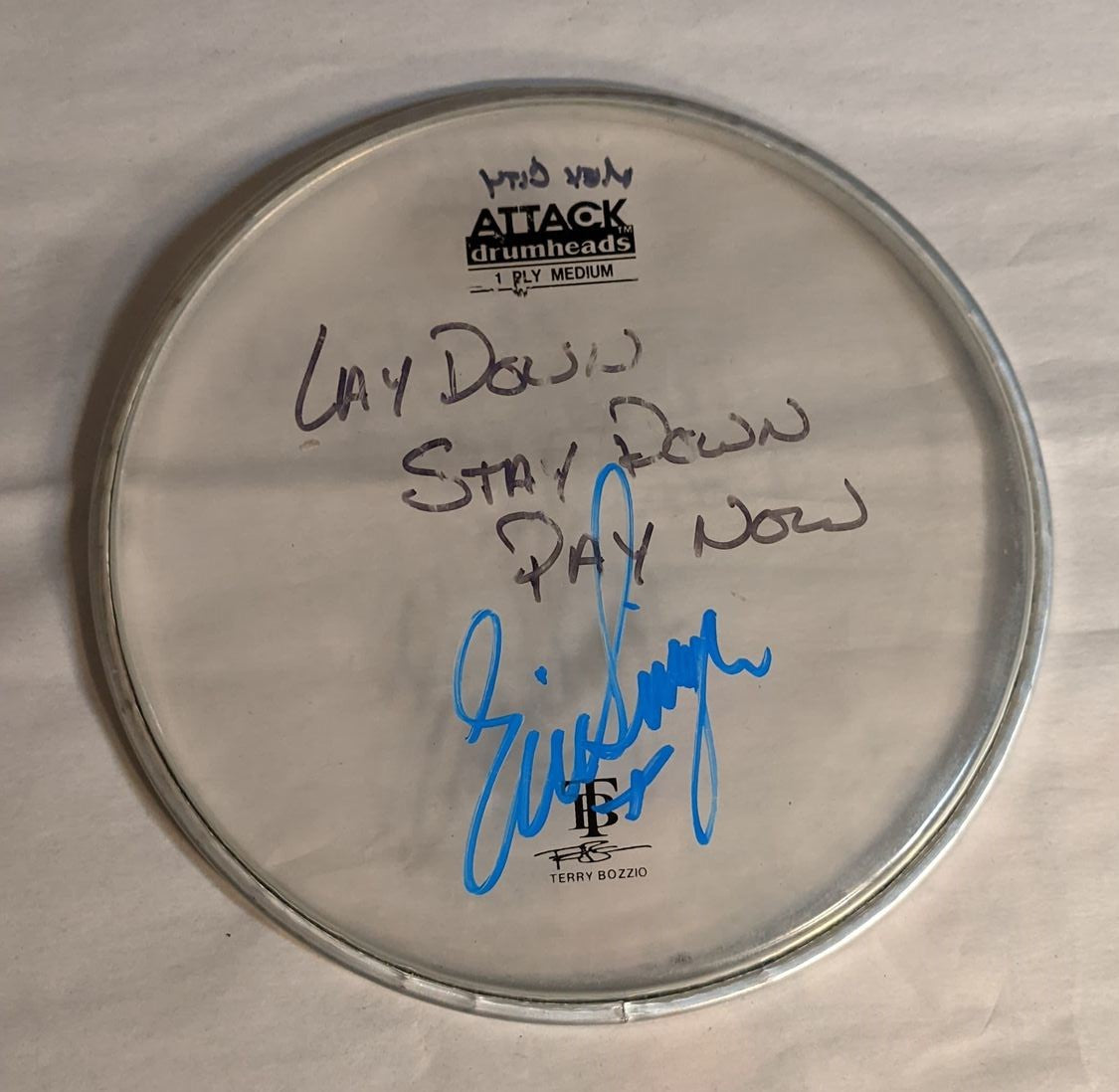 MEXICO CITY 9-29-2012 ERIC SINGER Stage-Used Signed drumheads