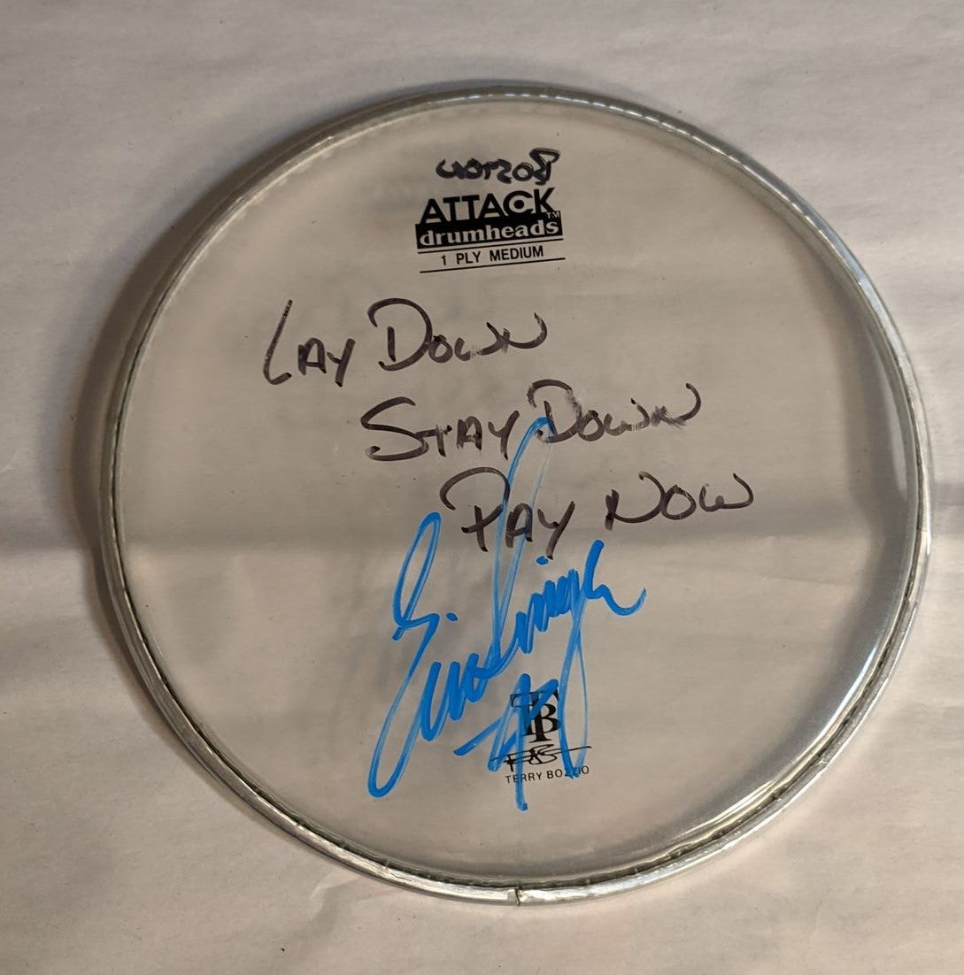 MANSFIELD/BOSTON 9-16-2012 ERIC SINGER Stage-Used Signed drumheads