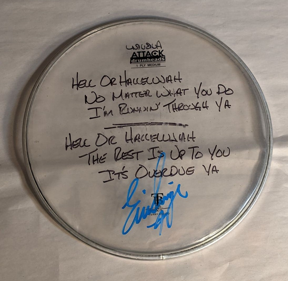 AUBURN 8-18-2012 ERIC SINGER Stage-Used Signed drumheads