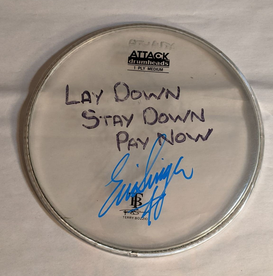 ATLANTA 7-24-2012 ERIC SINGER Stage-Used Signed drumheads
