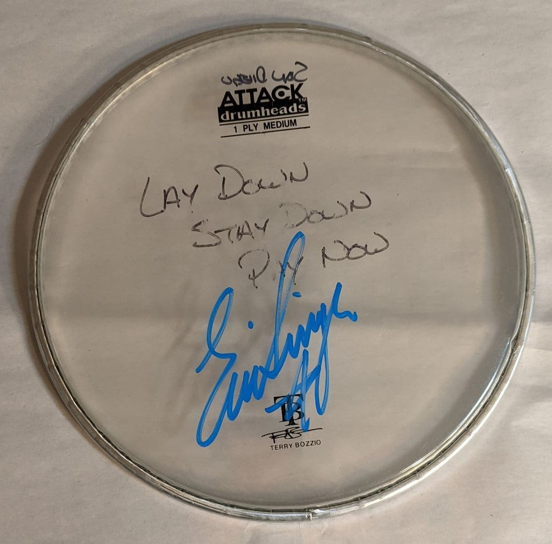 CHULA VISTA/SAN DIEGO 8-12-2012 ERIC SINGER Stage-Used Signed drumheads