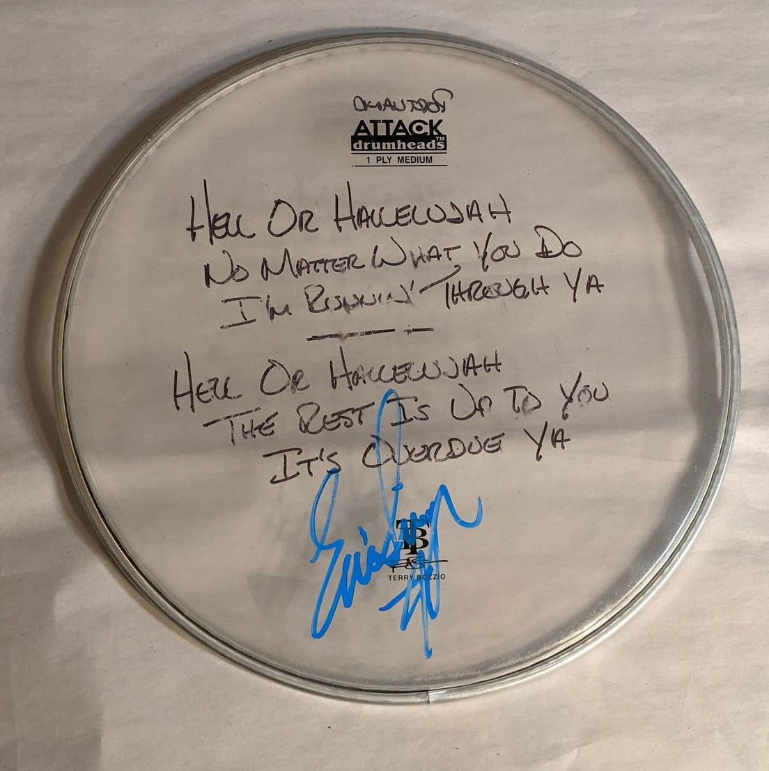 PORTLAND 8-19-2012 ERIC SINGER Stage-Used Signed drumheads