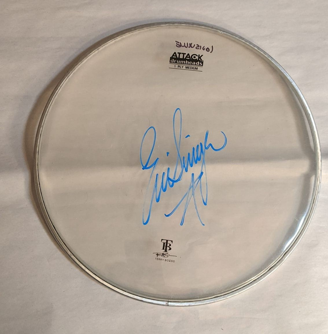 LOUISVILLE 8-1-2012 ERIC SINGER Stage-Used Signed drumheads