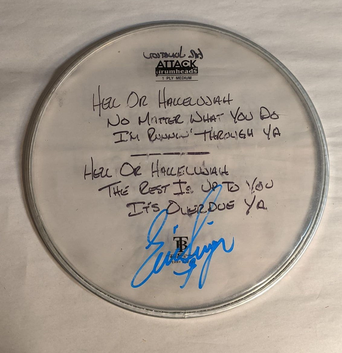 GRAND JUNCTION/ROCK JAM 8-24-2012 ERIC SINGER Stage-Used Signed drumheads