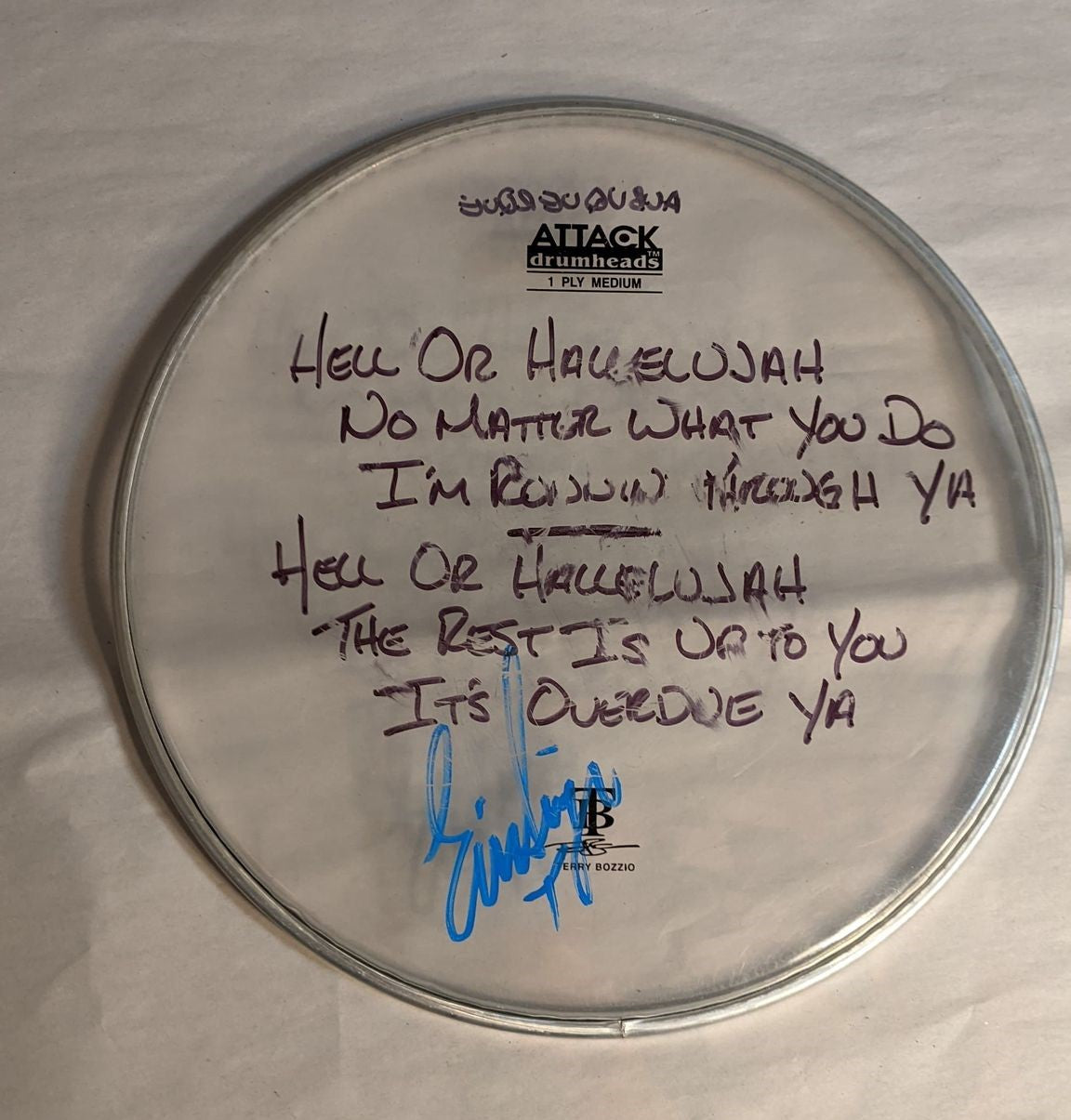 ALBUQUERQUE 8-7-2012 ERIC SINGER Stage-Used Signed drumheads
