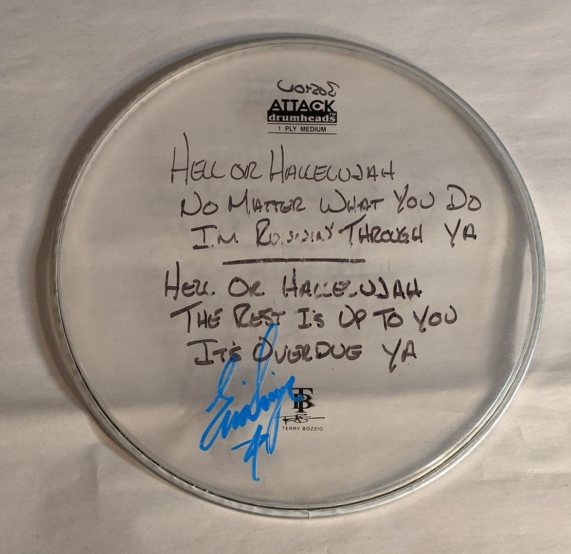 MANSFIELD/BOSTON 9-16-2012 ERIC SINGER Stage-Used Signed drumheads