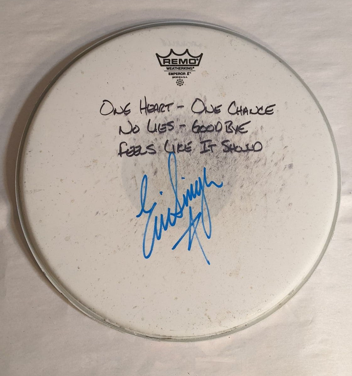 NASHVILLE 9-4-2012 ERIC SINGER Stage-Used Signed drumheads