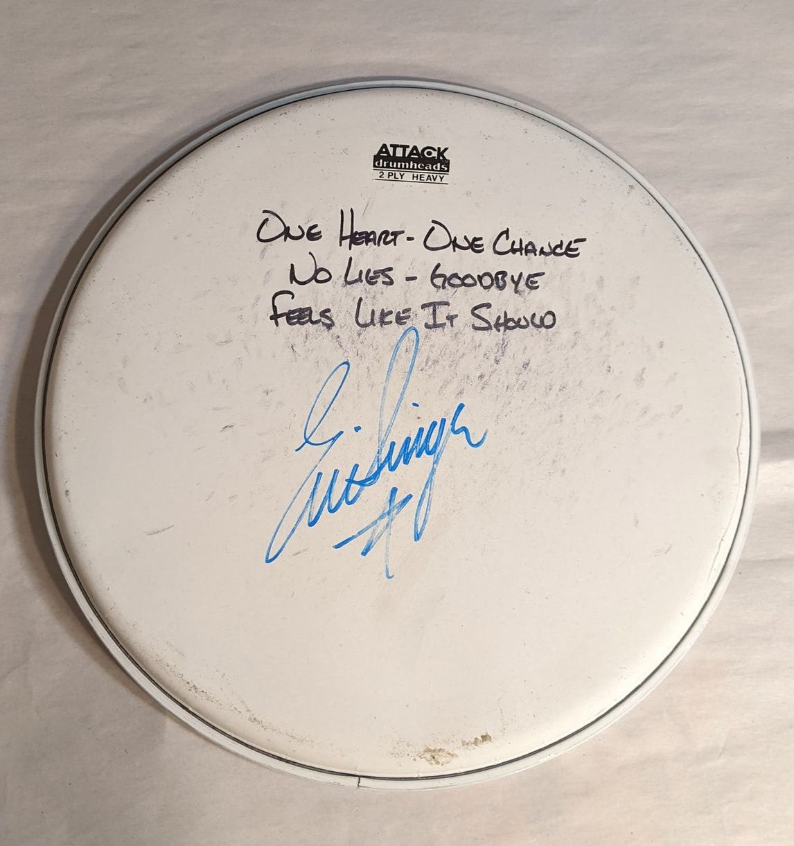 SCRANTON 9-18-2012 ERIC SINGER Stage-Used Signed drumheads
