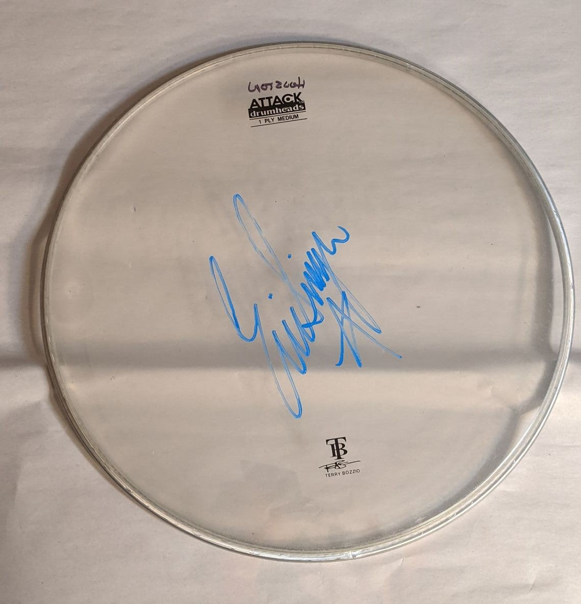 HOUSTON/WOODLANDS 8-3-2012 ERIC SINGER Stage-Used Signed drumheads