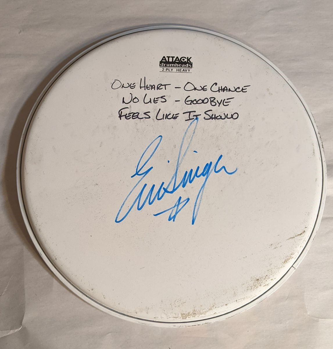 CONCORD 8-16-2012 ERIC SINGER Stage-Used Signed drumheads
