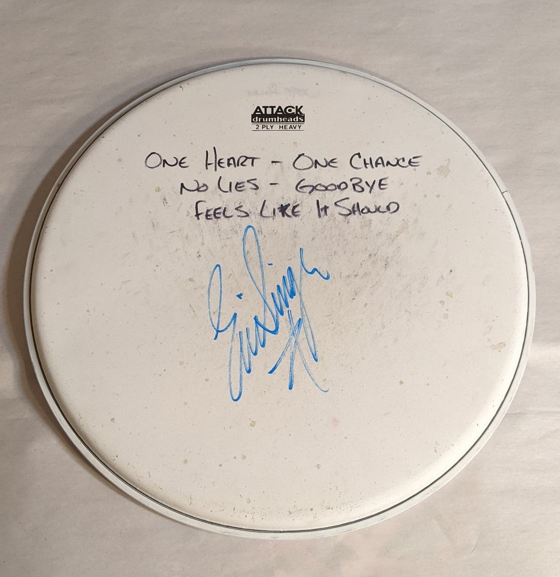 WEST PALM BEACH 7-27-2012 ERIC SINGER Stage-Used Signed drumheads