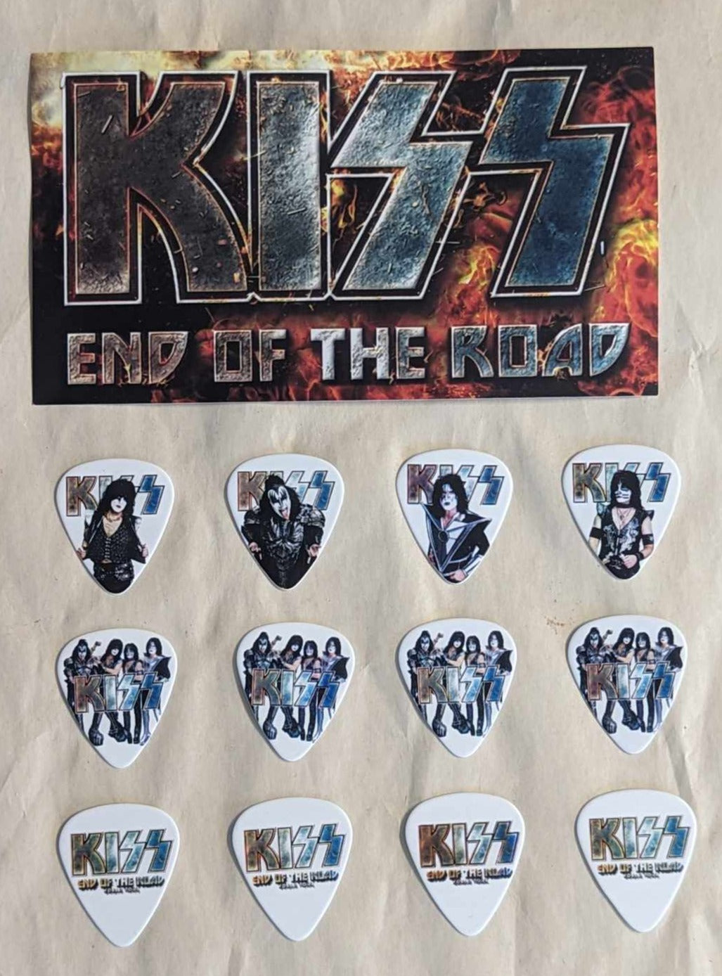 KISS 2022 End of the Road Tour UNUSED DRUM HEAD STICKER with Guitar Picks