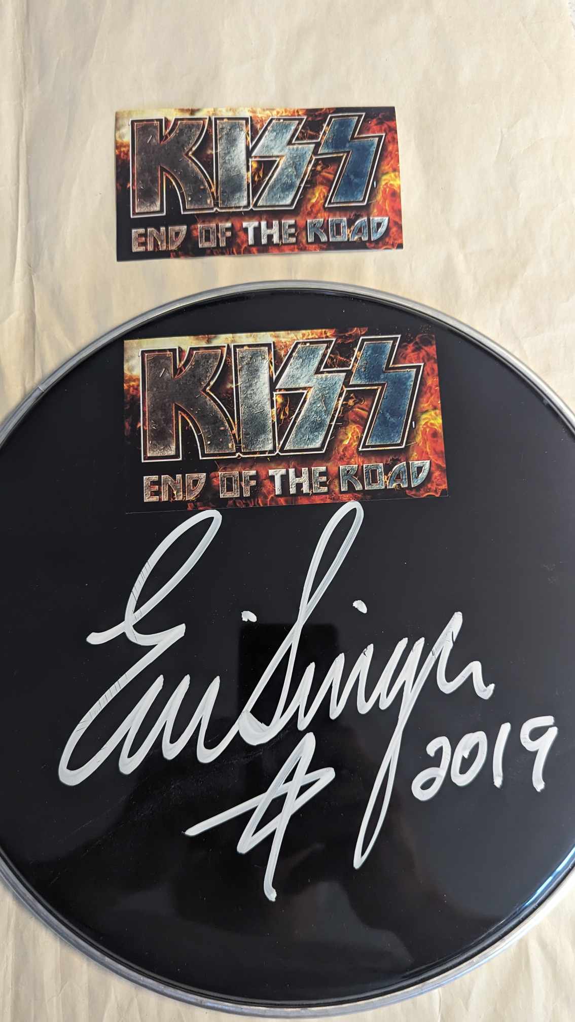 KISS 2022 End of the Road Tour UNUSED DRUM HEAD STICKER with Guitar Picks