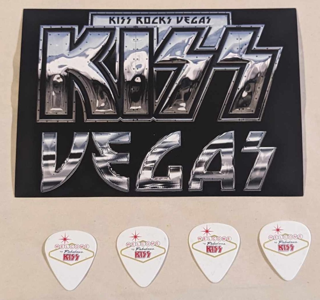 KISS Rocks Vegas 2014 Vegas UNUSED DRUM HEAD STICKER with Guitar Picks