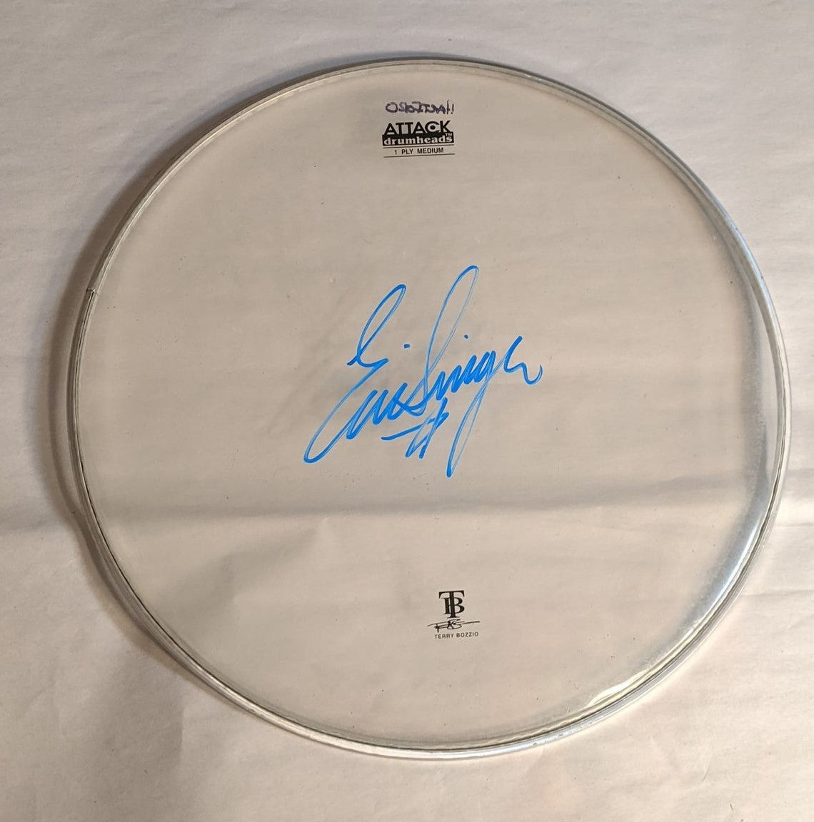 HARTFORD 9-23-2012 ERIC SINGER Stage-Used Signed drumheads