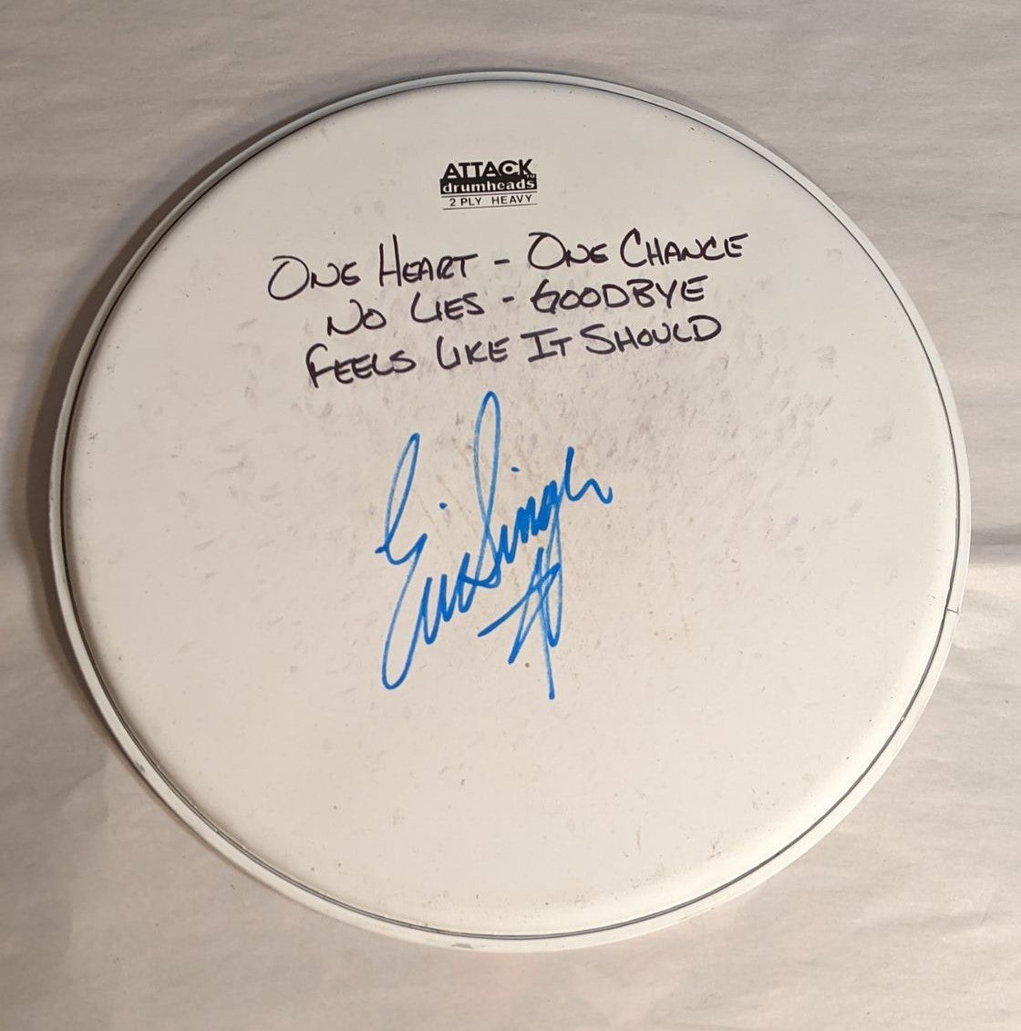 ALBUQUERQUE 8-7-2012 ERIC SINGER Stage-Used Signed drumheads
