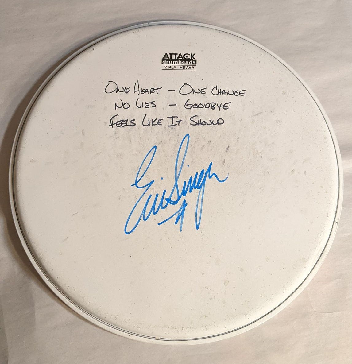 PORTLAND 8-19-2012 ERIC SINGER Stage-Used Signed drumheads