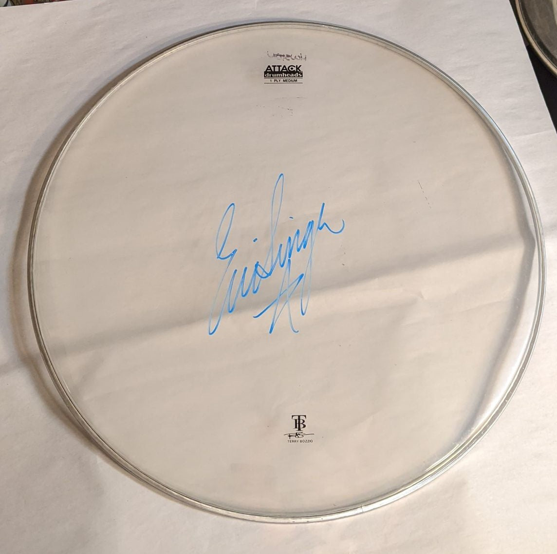 HOUSTON/WOODLANDS 8-3-2012 ERIC SINGER Stage-Used Signed drumheads