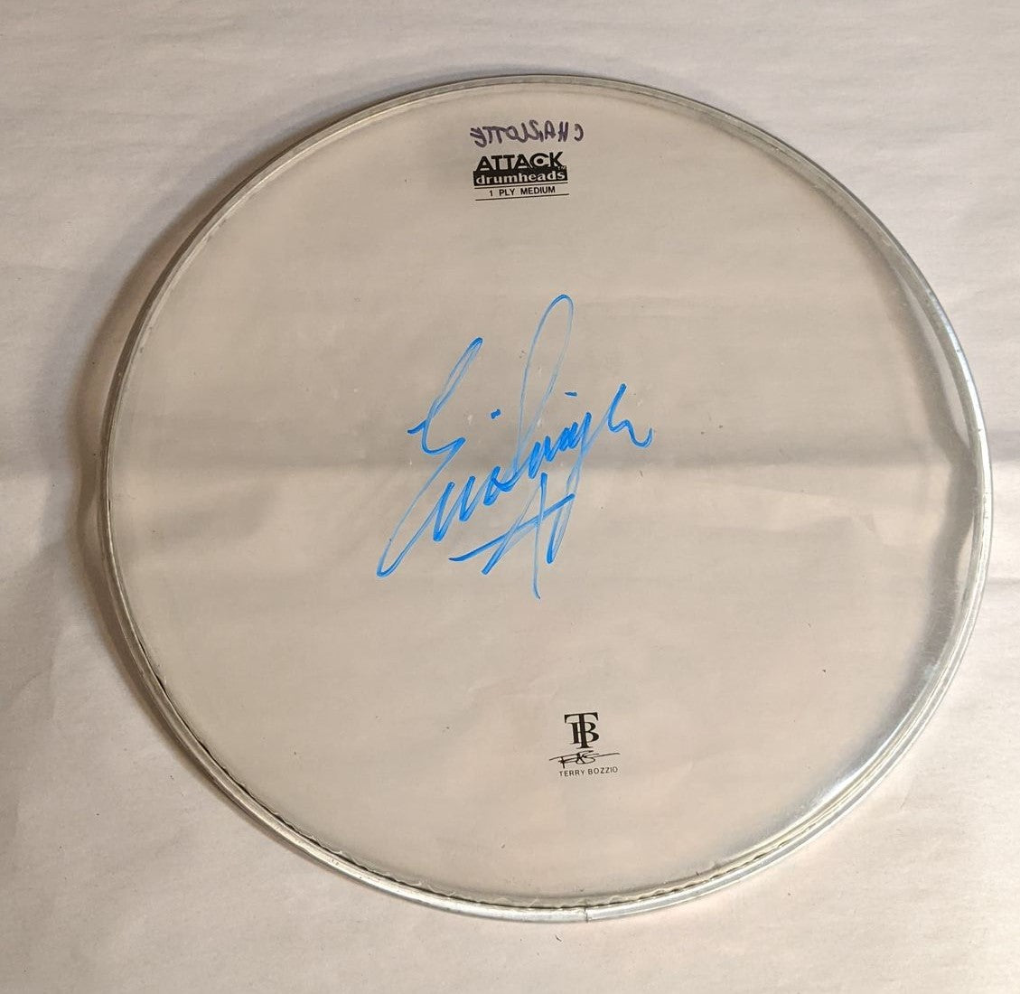 CHARLOTTE 7-25-2012 ERIC SINGER Stage-Used Signed drumheads