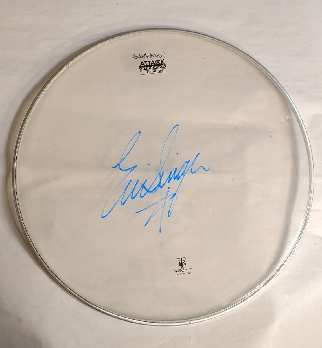 LOUISVILLE 8-1-2012 ERIC SINGER Stage-Used Signed drumheads