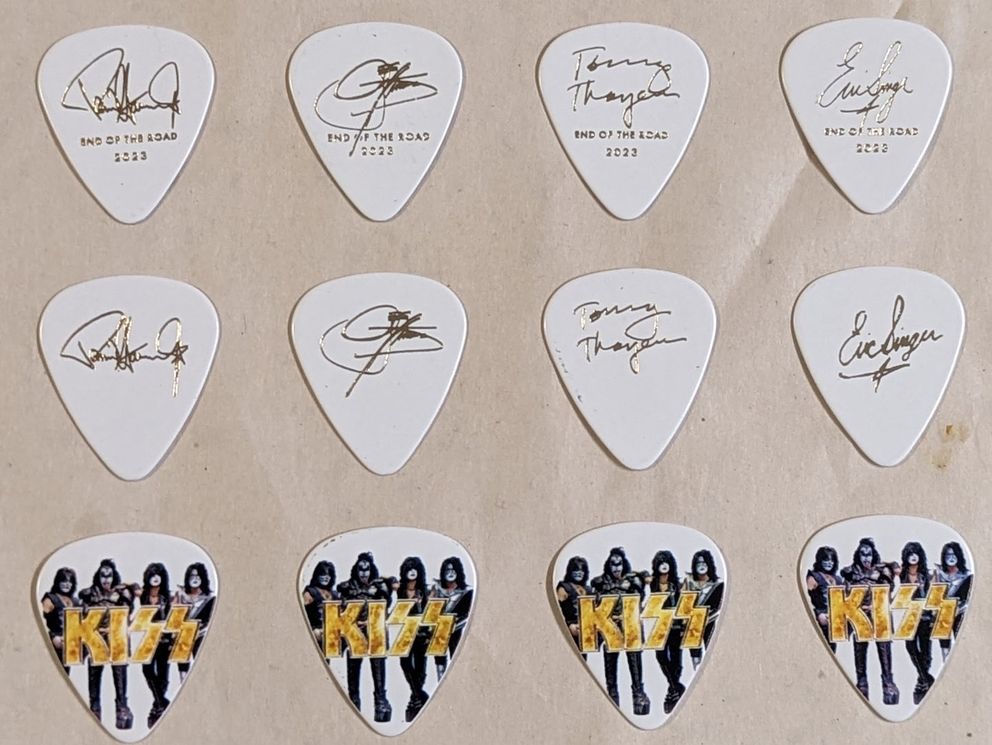 KISS 2023 End of the Road Tour SET OF 12 GOLD LOGO Guitar Picks