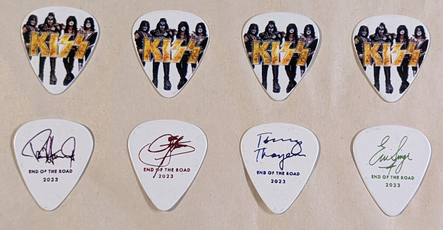 KISS 2023 End of the Road Tour GOLD LOGO COLORED SIGNATURES PORTRAIT Guitar Picks