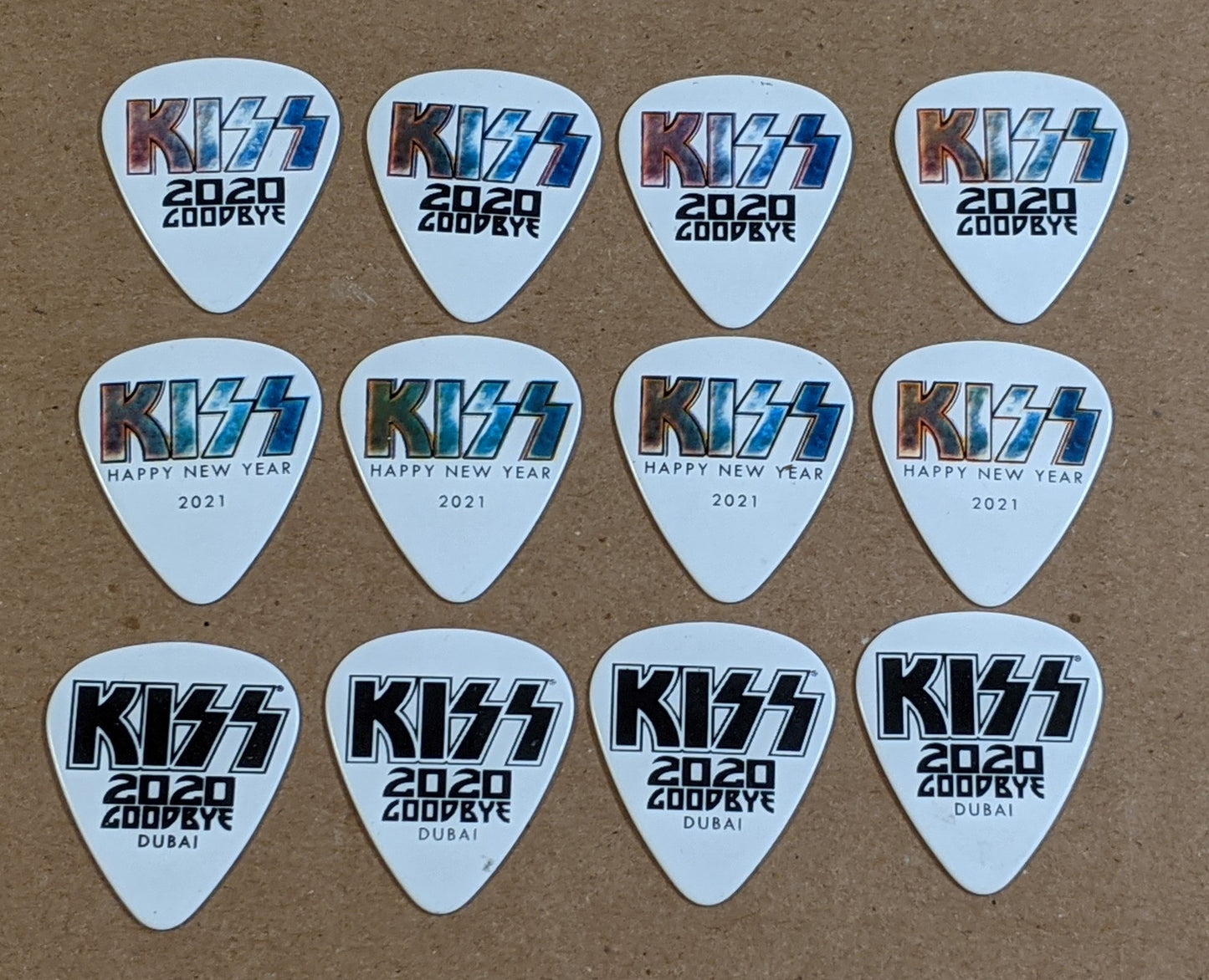Set of 12 Dubai NYE KISS 2020 Goodbye Guitar Picks