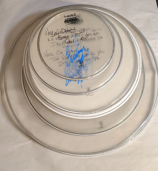 PORTLAND  8-19-2012 ERIC SINGER Stage-Used Signed drumheads
