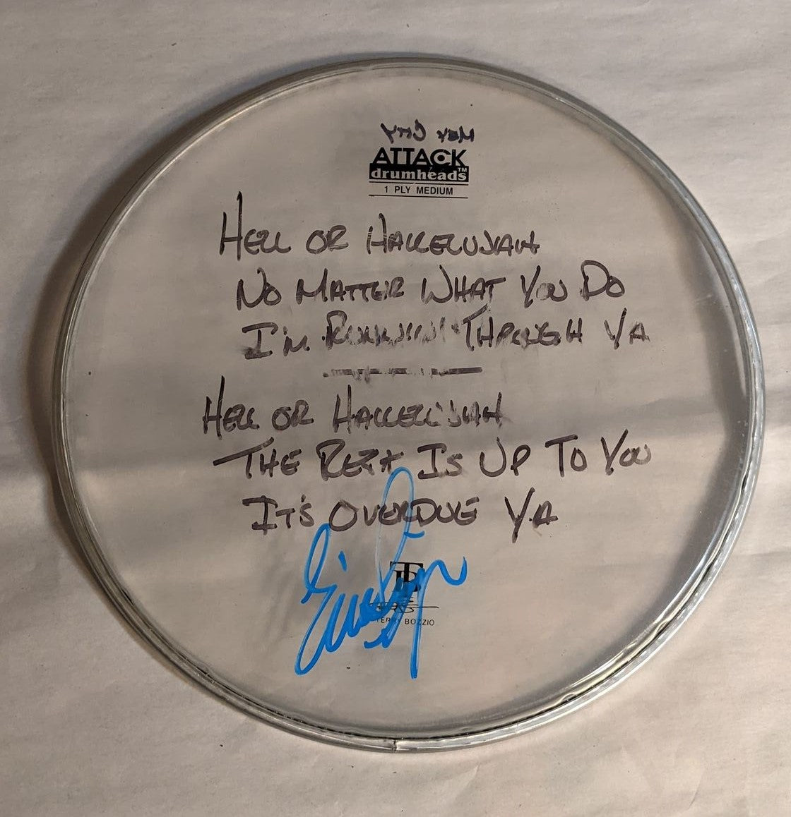 MEXICO CITY 9-29-2012 ERIC SINGER Stage-Used Signed drumheads