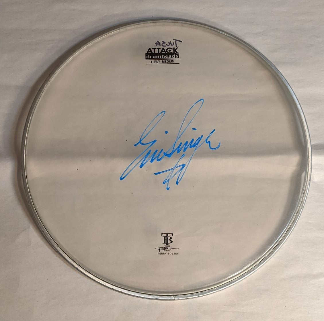 TULSA  8-26-2012  ERIC SINGER Stage-Used Signed drumheads
