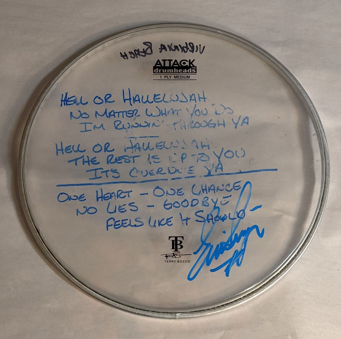 VIRGINIA BEACH 7-21-2012  ERIC SINGER Stage-Used Signed drumheads