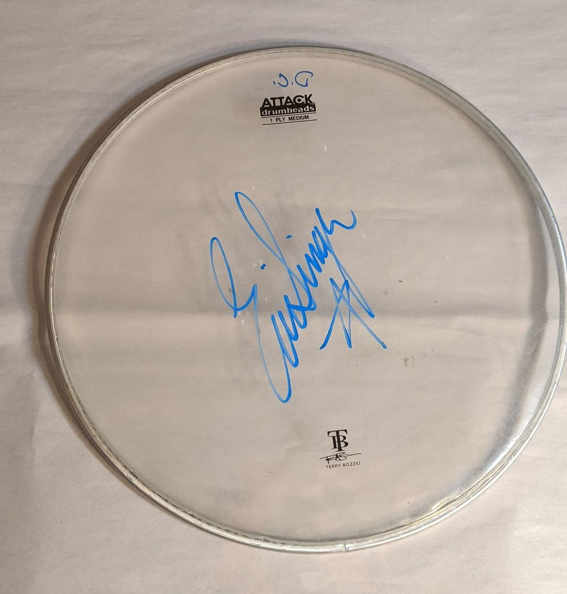 BRISTOW/DC 7-20-2012  ERIC SINGER Stage-Used Signed drumheads