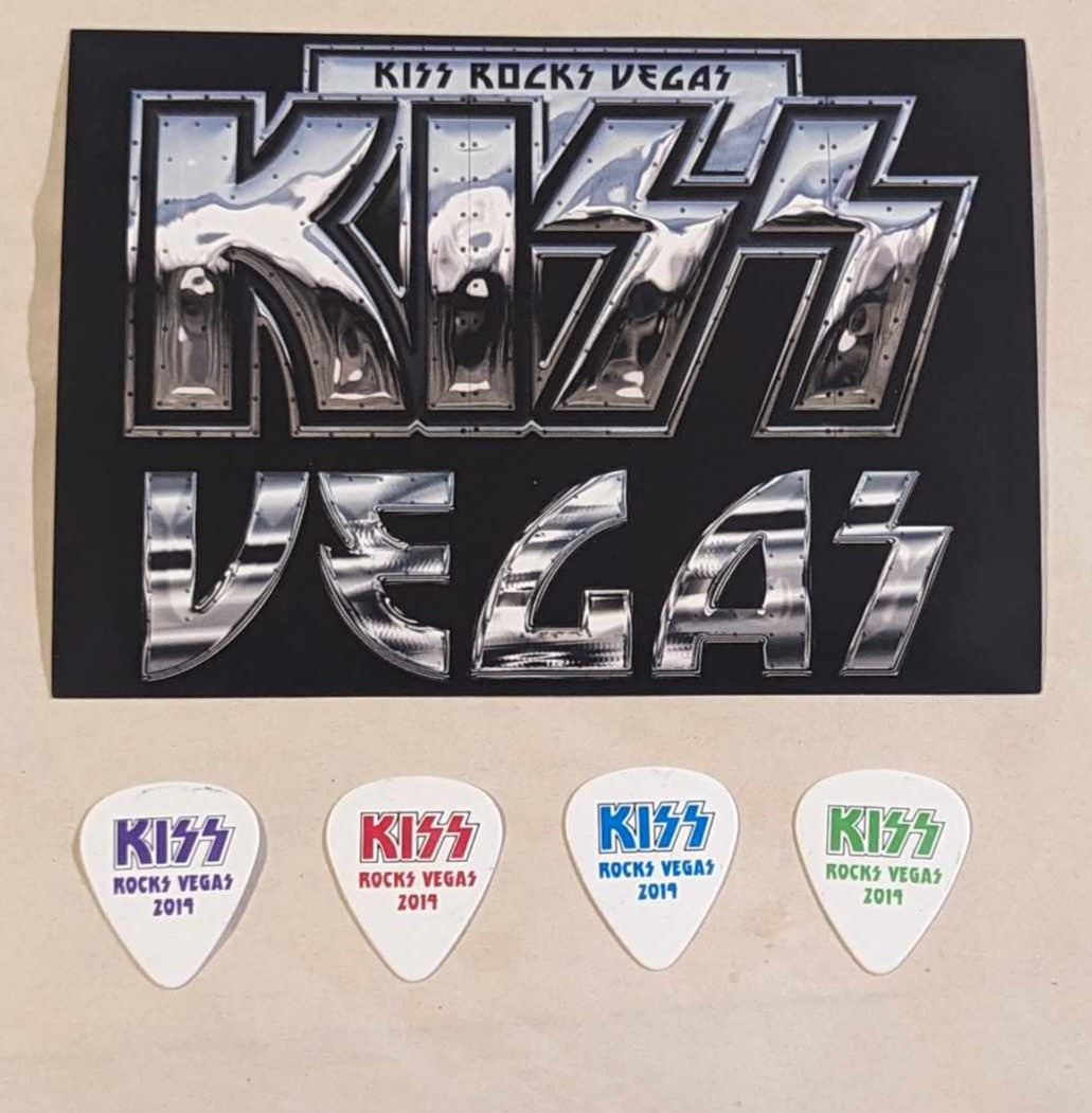 KISS Rocks Vegas 2014 Vegas UNUSED DRUM HEAD STICKER with Guitar Picks