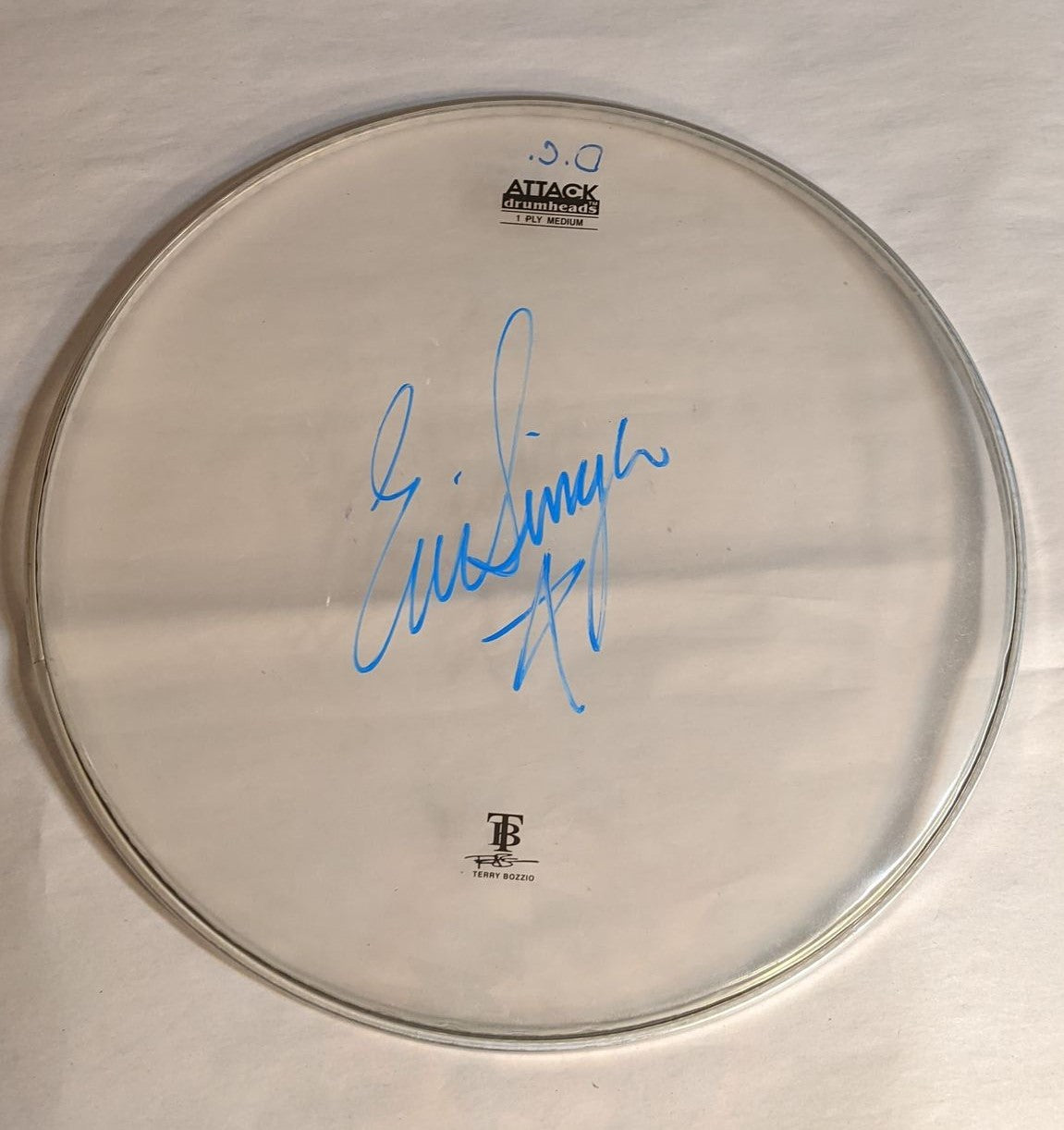 BRISTOW/DC 7-20-2012  ERIC SINGER Stage-Used Signed drumheads