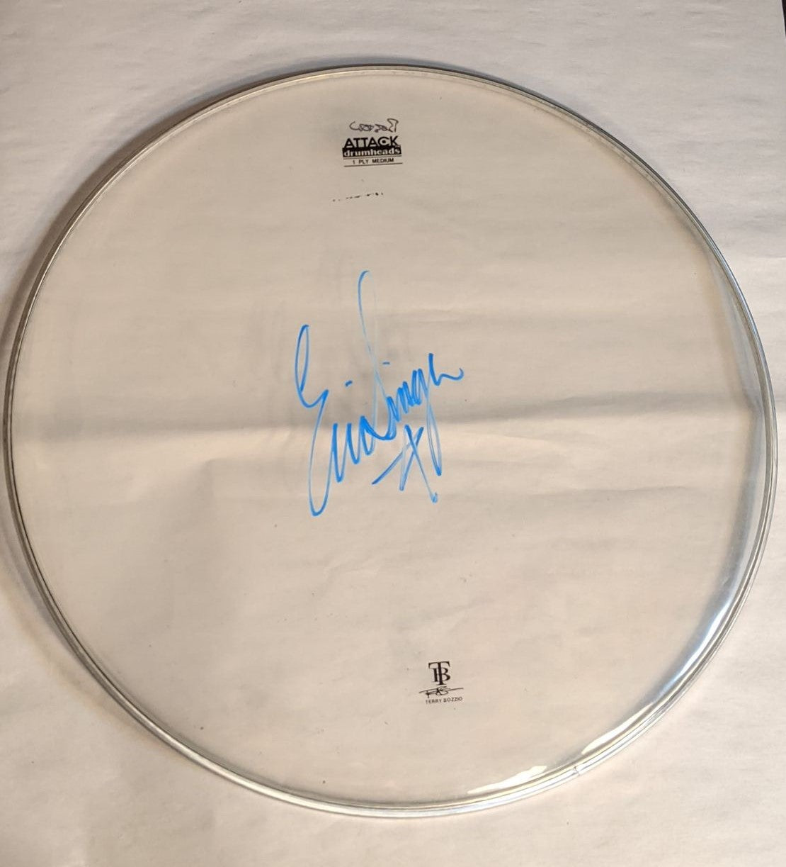MANSFIELD/BOSTON  9-16-2012 ERIC SINGER Stage-Used Signed drumheads