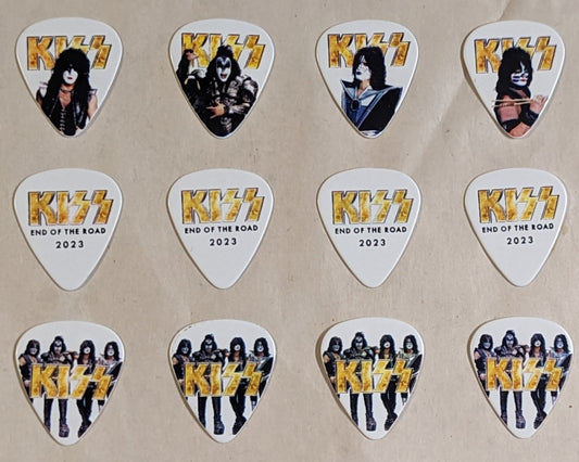 KISS 2023 End of the Road Tour SET OF 12 GOLD LOGO Guitar Picks