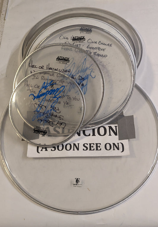 Asunción PARAGUAY 11-12-2012 ERIC SINGER Signed Stage-Used Drumhead Complete set of 8