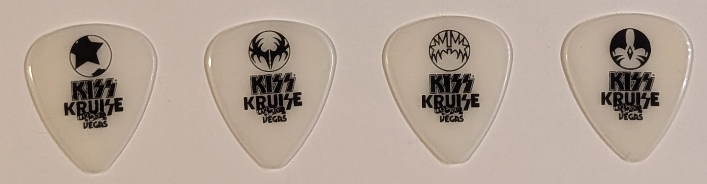 KISS Kruise: Land-Locked In Vegas Glow-In-the-Dark Icon with KISS Kruise Vegas Logo Set of 4 Logo Guitar Picks