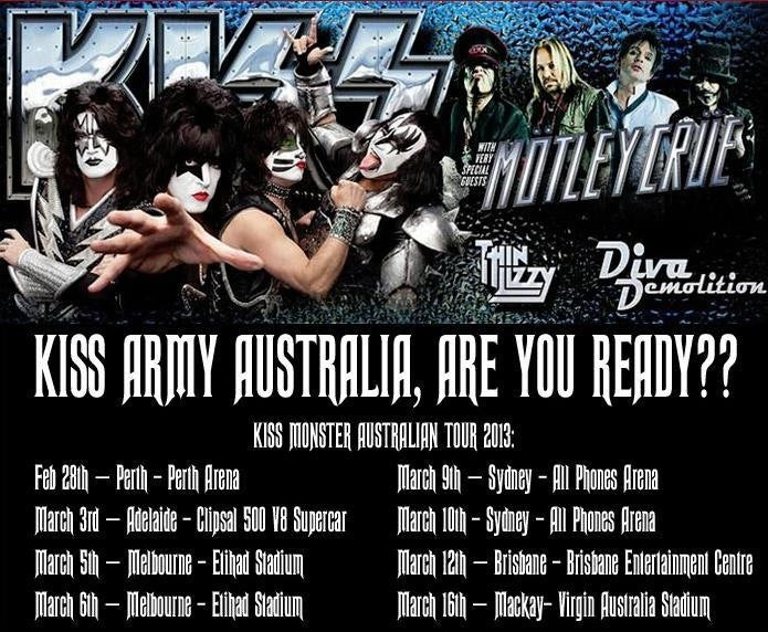 KISS Monster World Tour 3-3-2013 ADELAIDE AUSTRALIA City Guitar Pick