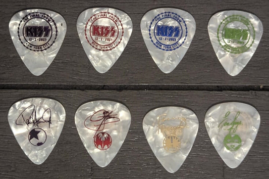 KISS 2023 MADISON SQUARE GARDEN 12-2-23 Final Show Logo Colored Print On Marble Guitar Picks set #2