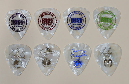 KISS 2023 MADISON SQUARE GARDEN 12-2-23 Final Show Logo Colored Print On Marble Guitar Picks