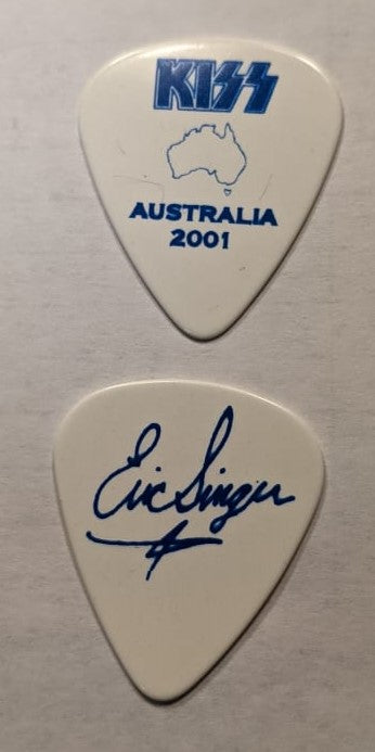 KISS Eric Singer 2001 Farewell Tour AUSTRALIA White with Blue Print Guitar Pick