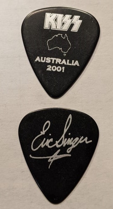 KISS Eric Singer 2001 Farewell Tour AUSTRALIA Black with Silver Print Guitar Pick