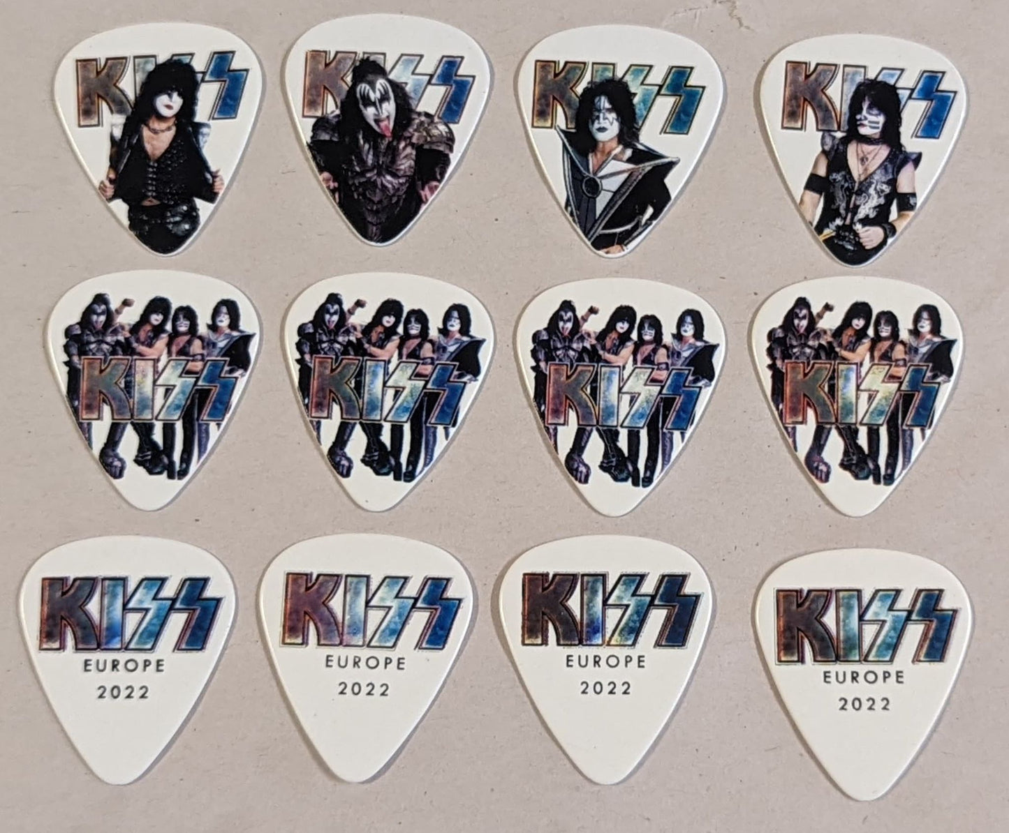 KISS 2022 End of the Road EUROPE Tour Set of 12 Guitar Picks