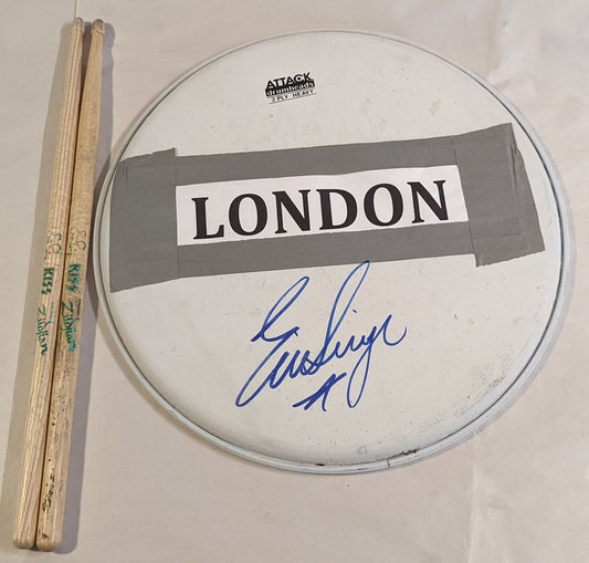 LONDON CANADA  07-27-2013 ERIC SINGER Stage-Used Snare Drumhead and Drumsticks